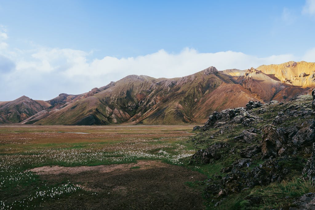 Explore the vibrant and rugged mountains of Landmannalaugar, Iceland's scenic highlands.